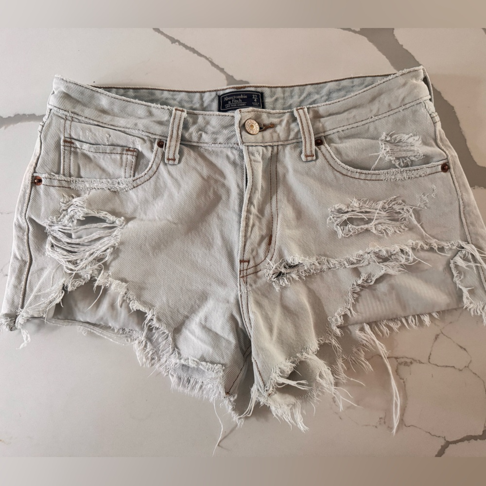 Small Sz 27 Abercrombie & Fitch Washed Out Jean Shorts - Distressed High-Waisted